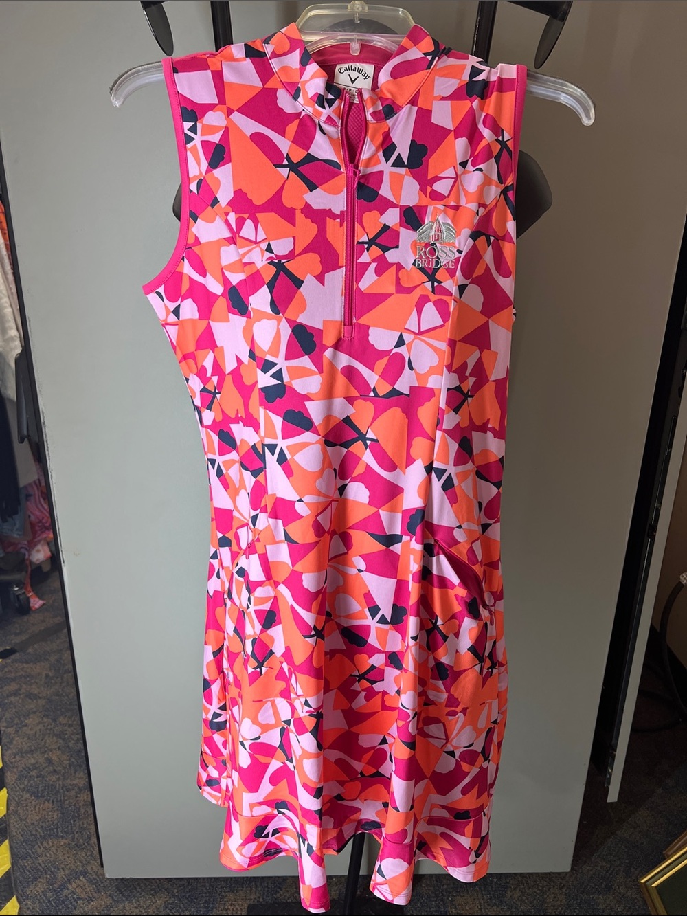 Callaway Golf Sleeveless Mini Dress in Pink, Orange, Navy